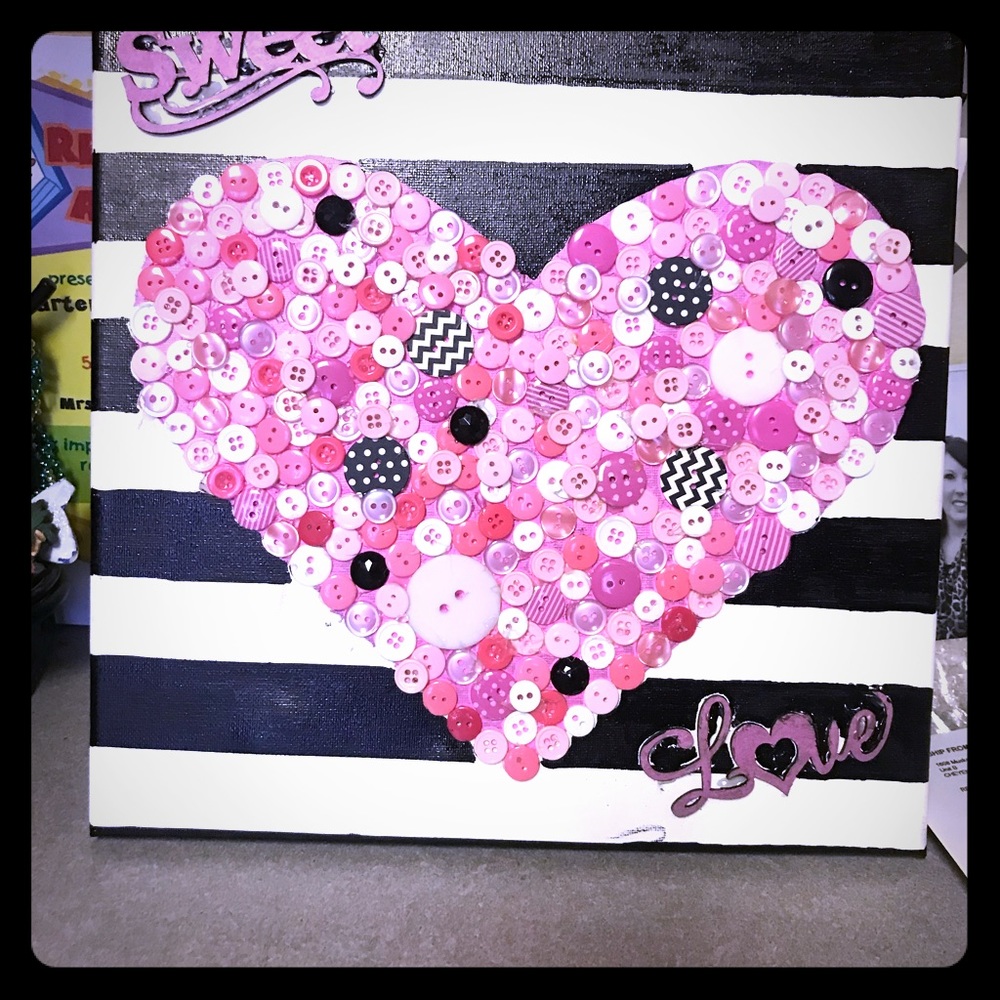 Custom sweet love heart canvas buttons